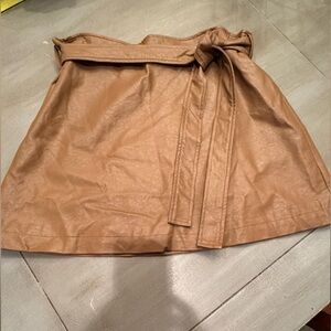 Camel A-Line Skirt with Tie